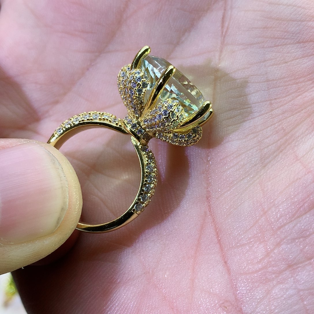 托帕石戒指银S925镶嵌