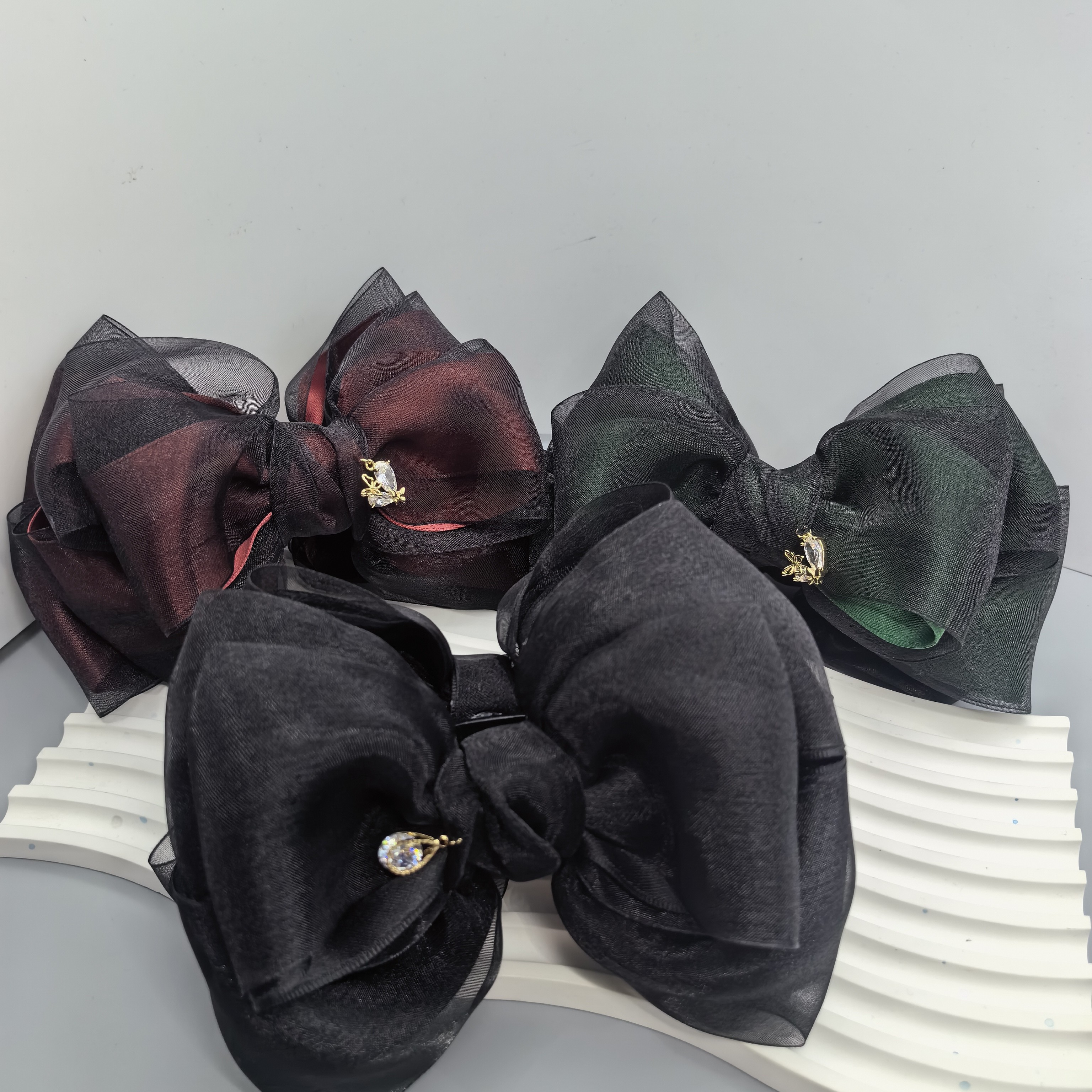 超大版型深色系胖胖纱香蕉夹