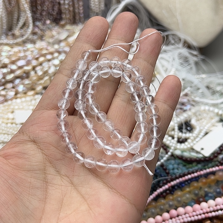 玛瑙/玉髓未镶嵌珠宝半成品一条6mm左右白水晶有棉