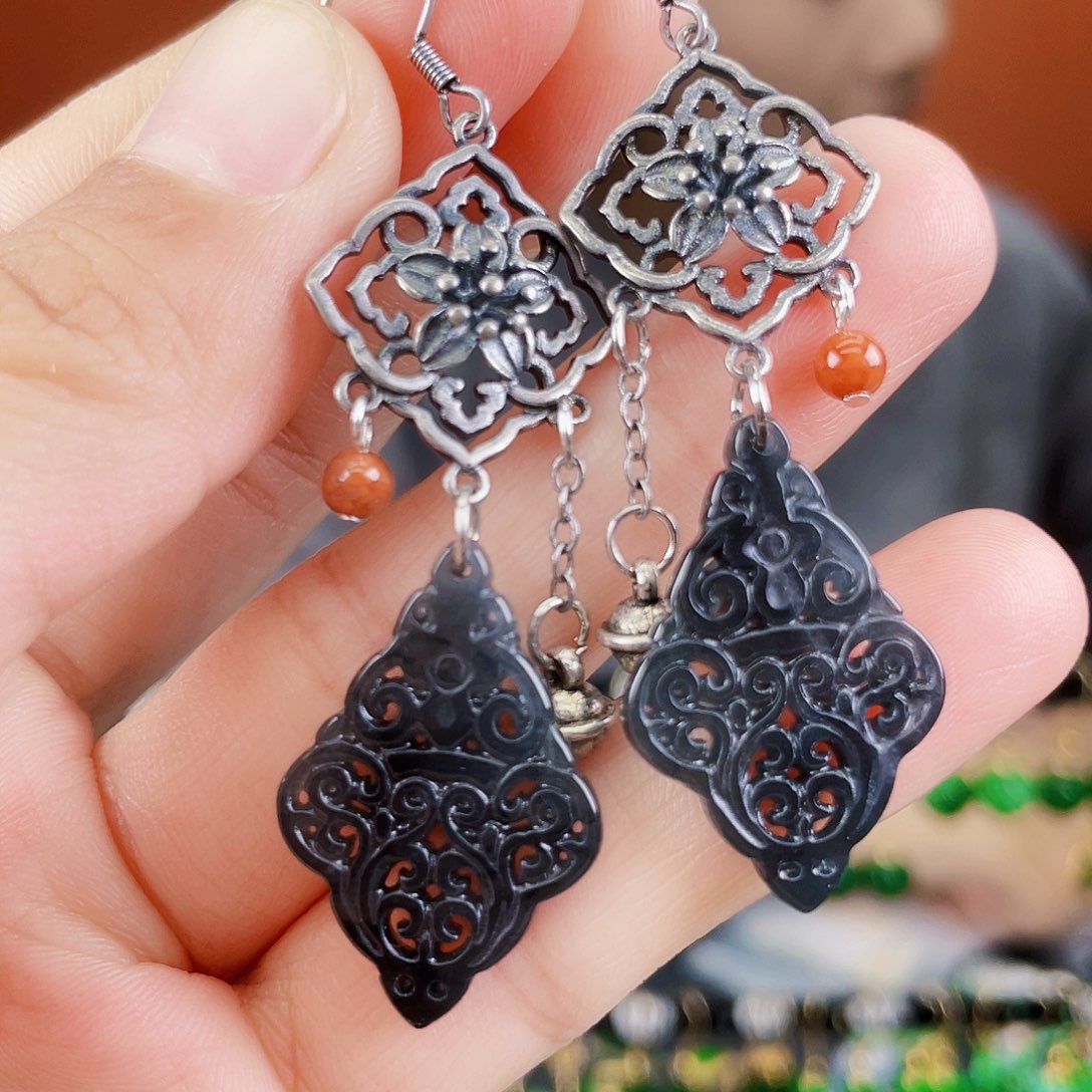 翡翠未镶嵌耳饰饰品