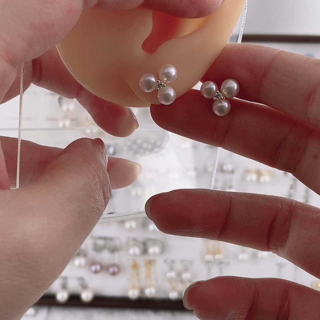 淡水珍珠耳饰合金