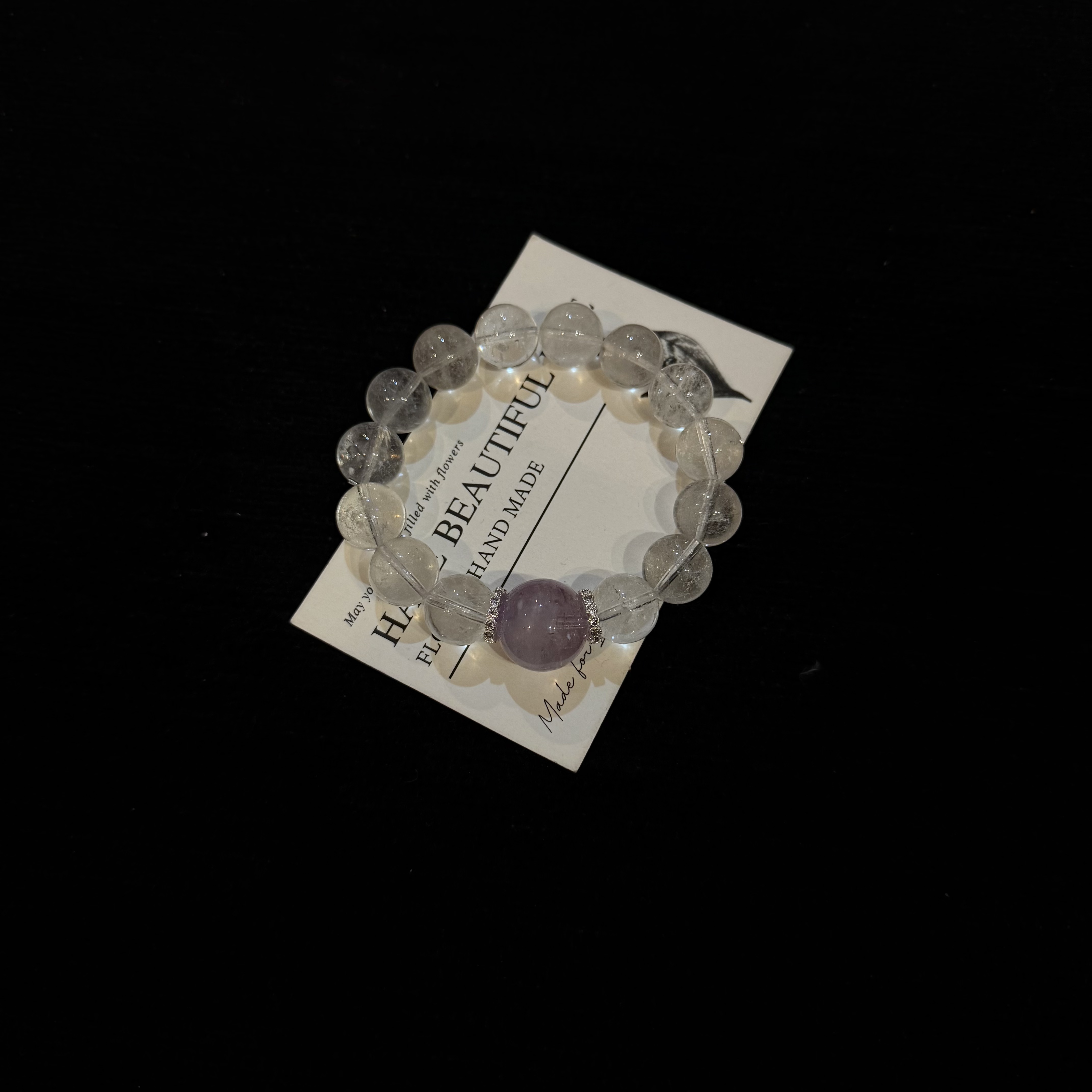 「YIMIMI碎钻紫葡萄」天然水晶 12-16mm白阿赛手链x3567 多样性发货