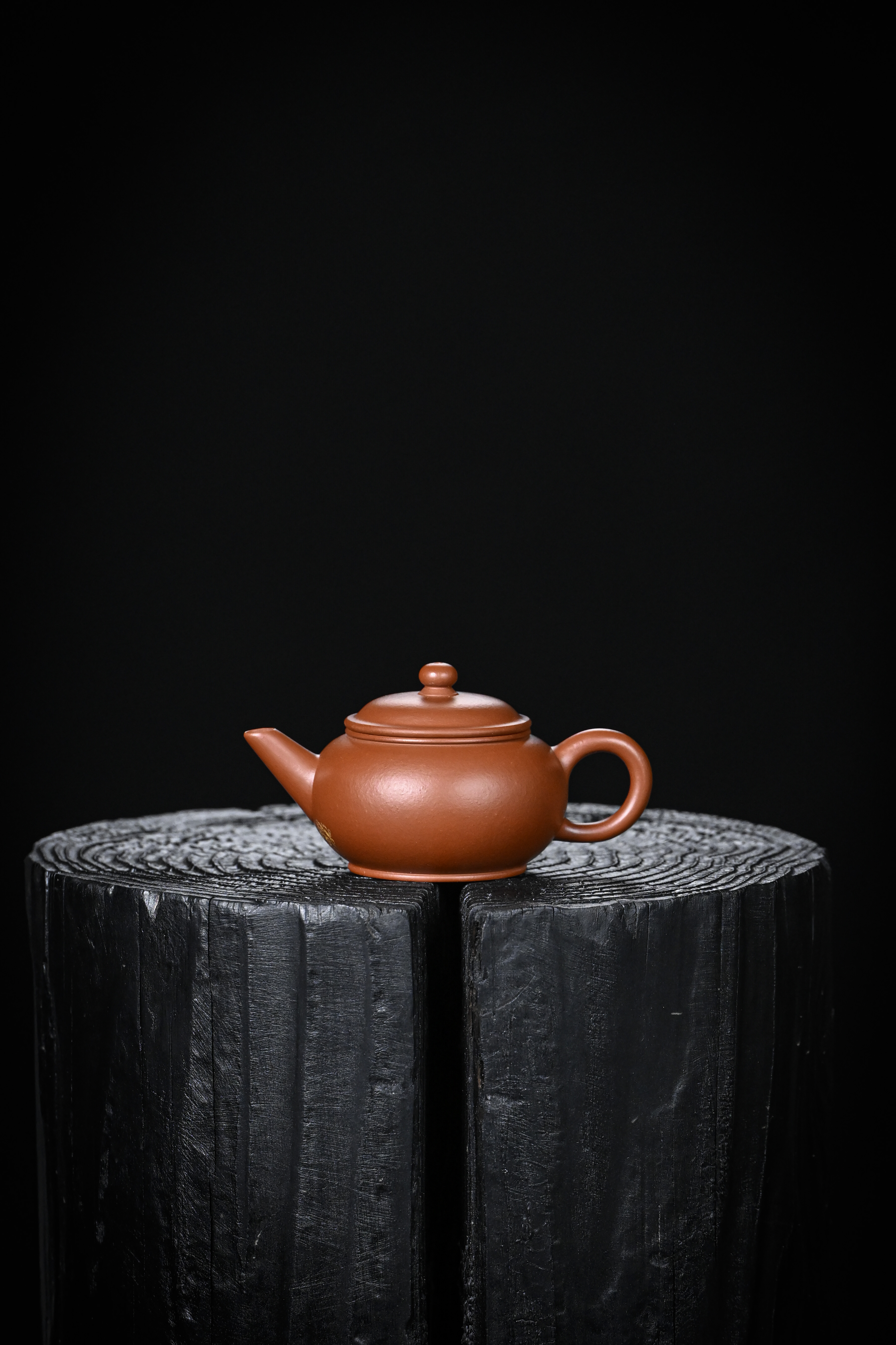 【朱泥·描金水平】原创原矿紫砂朱泥手制描金水平壶