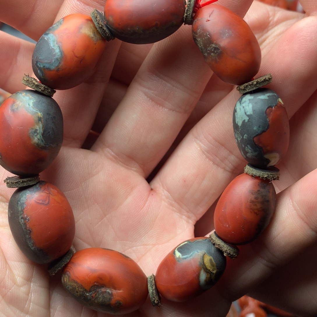 南红玛瑙未镶嵌1啊东寨老南红随行桶珠手串