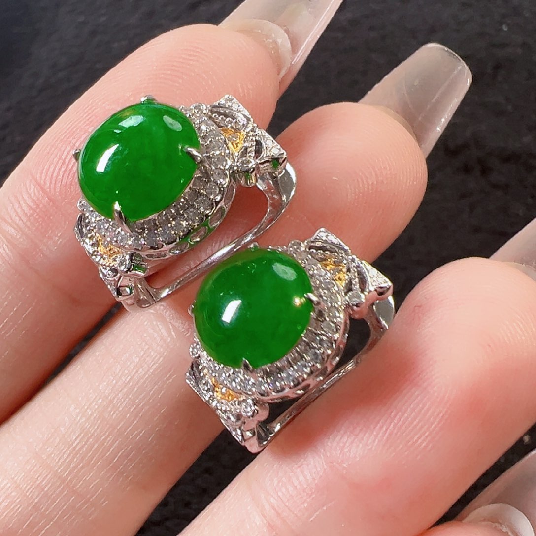 翡翠18K金镶嵌耳饰【福利款】签收后24小时鉴赏期