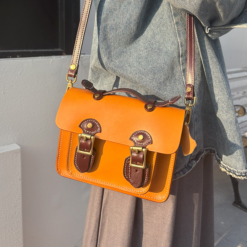 手工皮包小剑桥包潮流手提包植鞣牛皮女士手工单肩包方包简约时尚