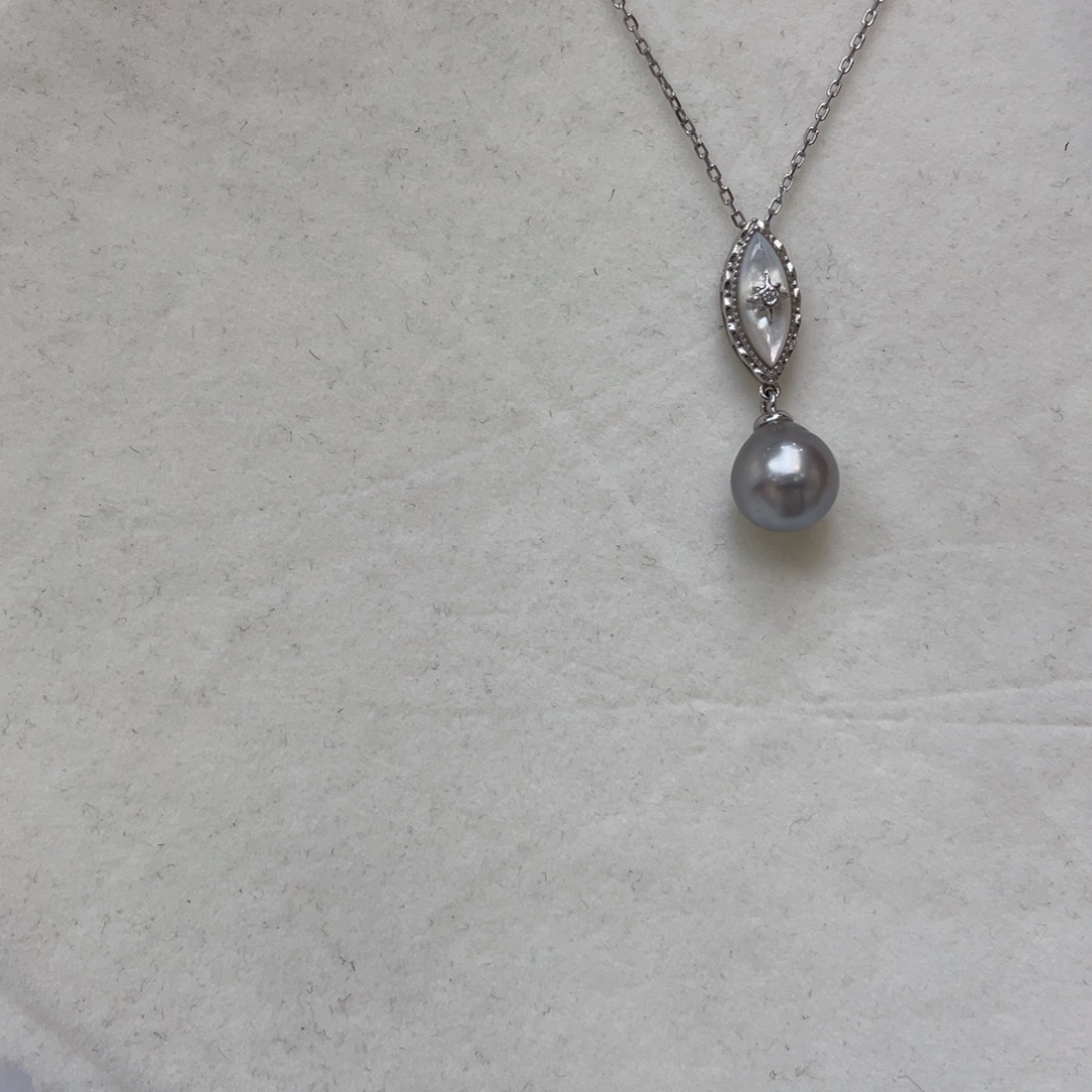 海水珍珠银S925镶嵌项链