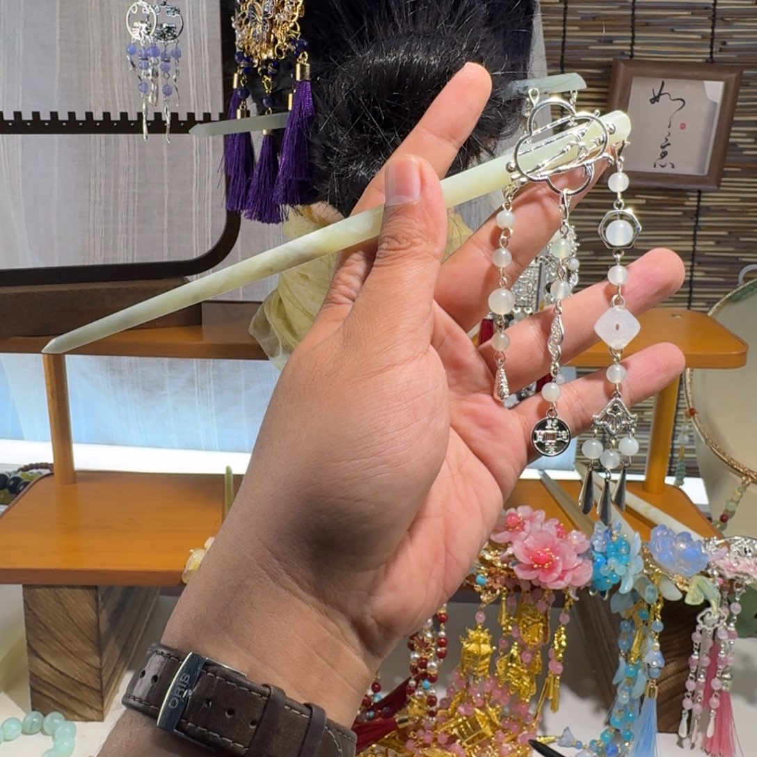 蛇纹石玉合金发饰
