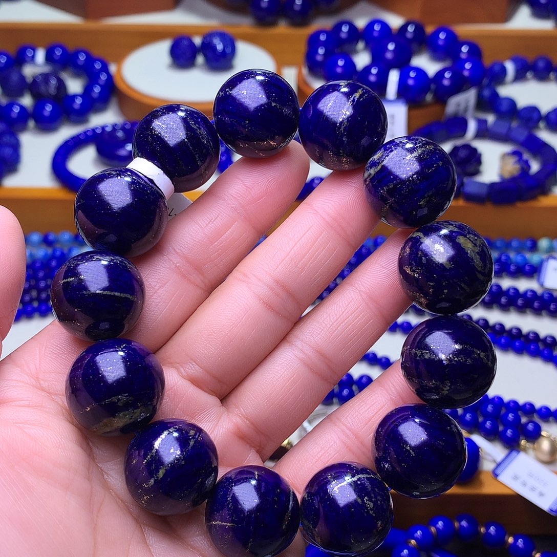 青金石未镶嵌手串18m稀有收藏级多金黑加仑120