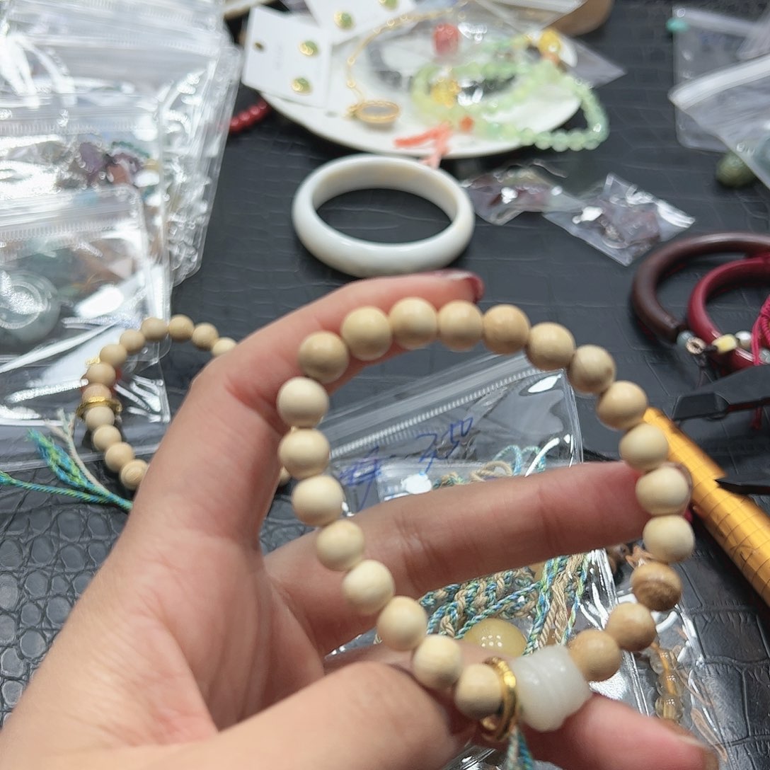 烟晶手链22K金镶嵌Y778奶香木