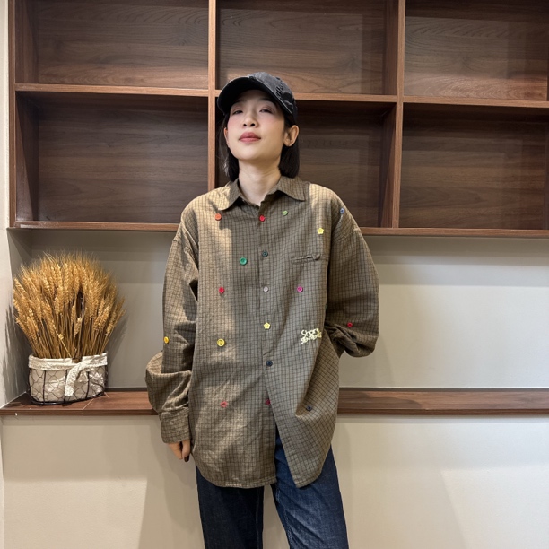 遇见.冬季新款韩系复古格子长袖衬衫宽松休闲叠穿百搭上衣