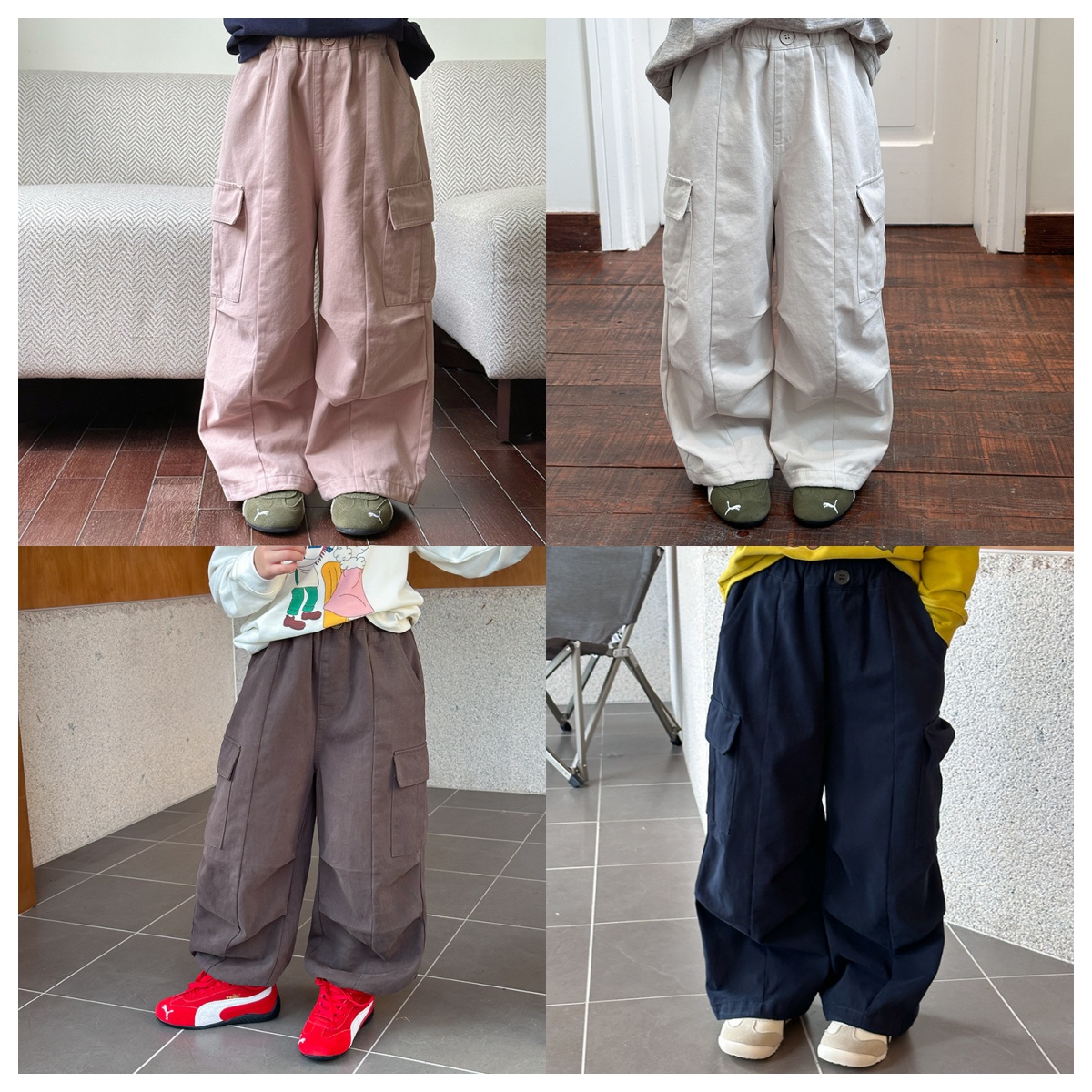 【秋季新款】女童秋季洗水棉口袋休闲束脚儿童可收口工装裤25F015
