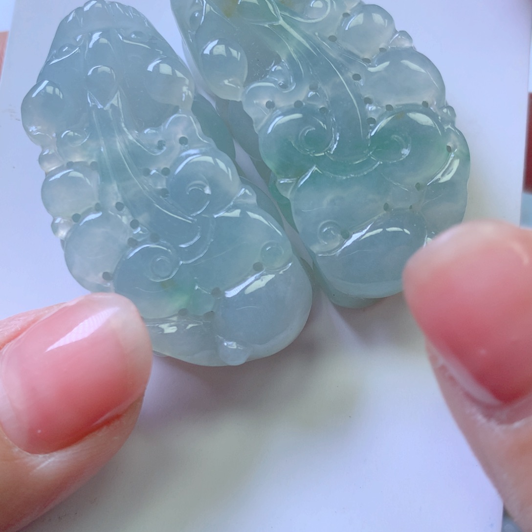 翡翠颈饰未镶嵌天然缅甸翡翠a货貔貅一对