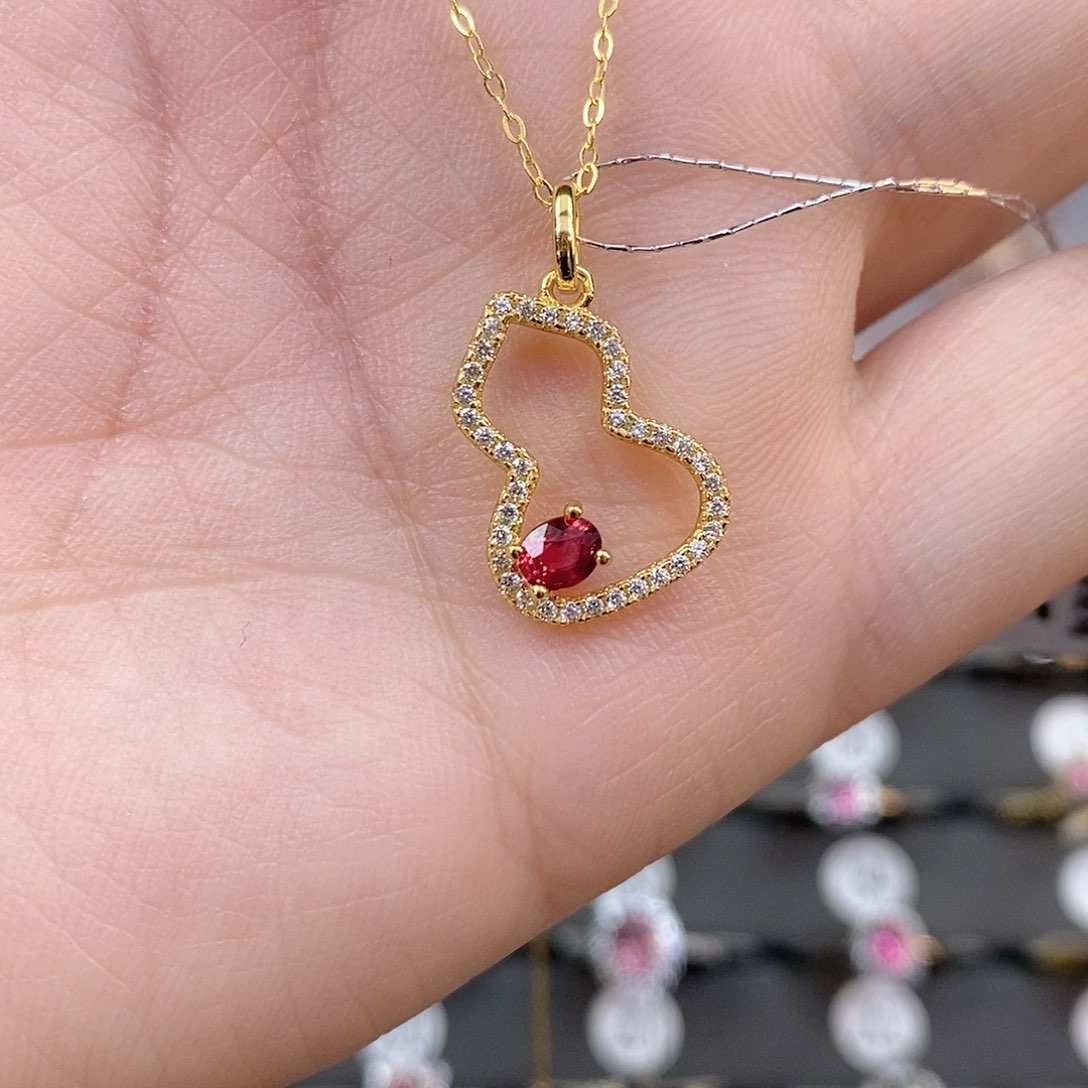 彩色蓝宝石吊坠(赠链)银S925镶嵌