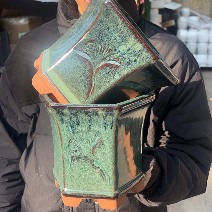 红陶精品六方两个口径18高度16