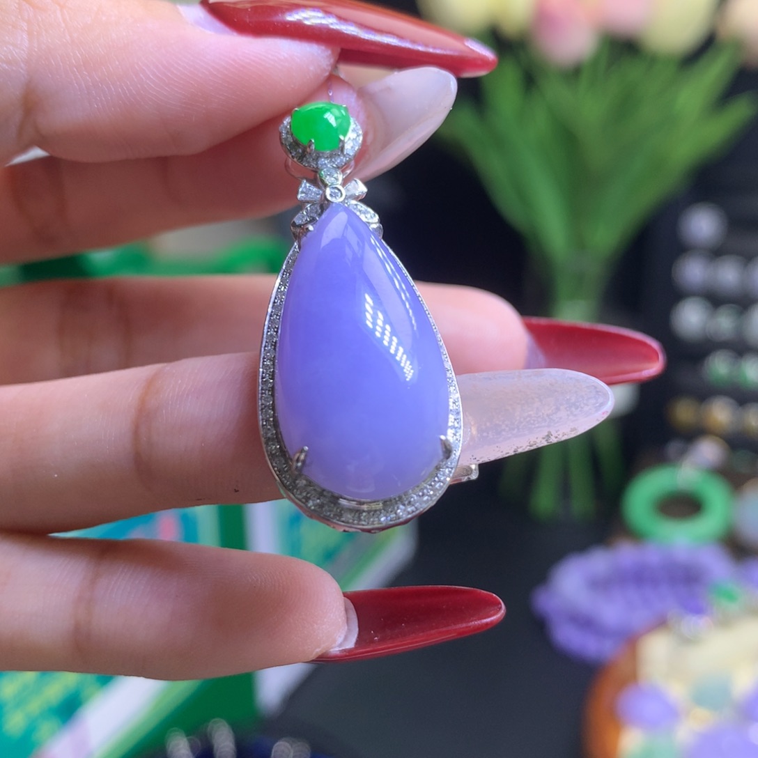 翡翠颈饰18K金镶嵌天然