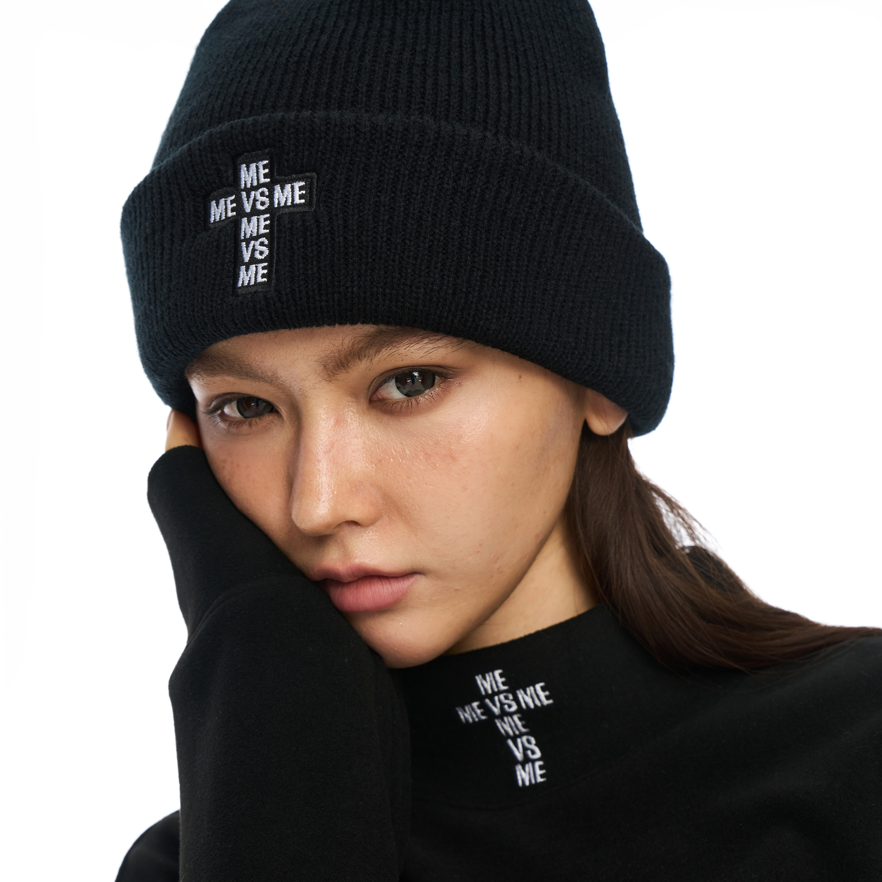ME VS ME cleanfit十字架刺绣保暖基础款男女冷帽