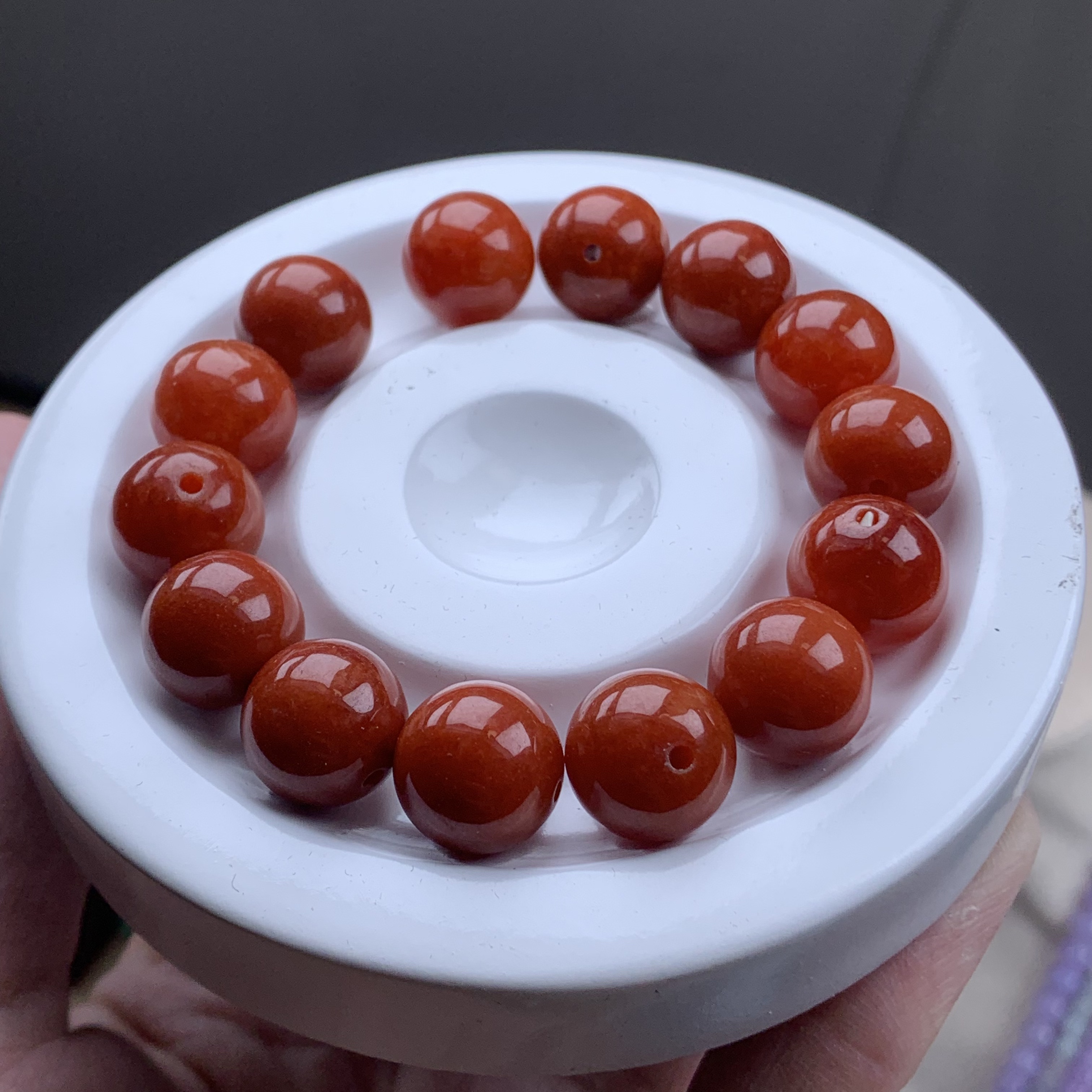 天然缅甸翡翠A货 卡12mm红珠 多样性发货其一