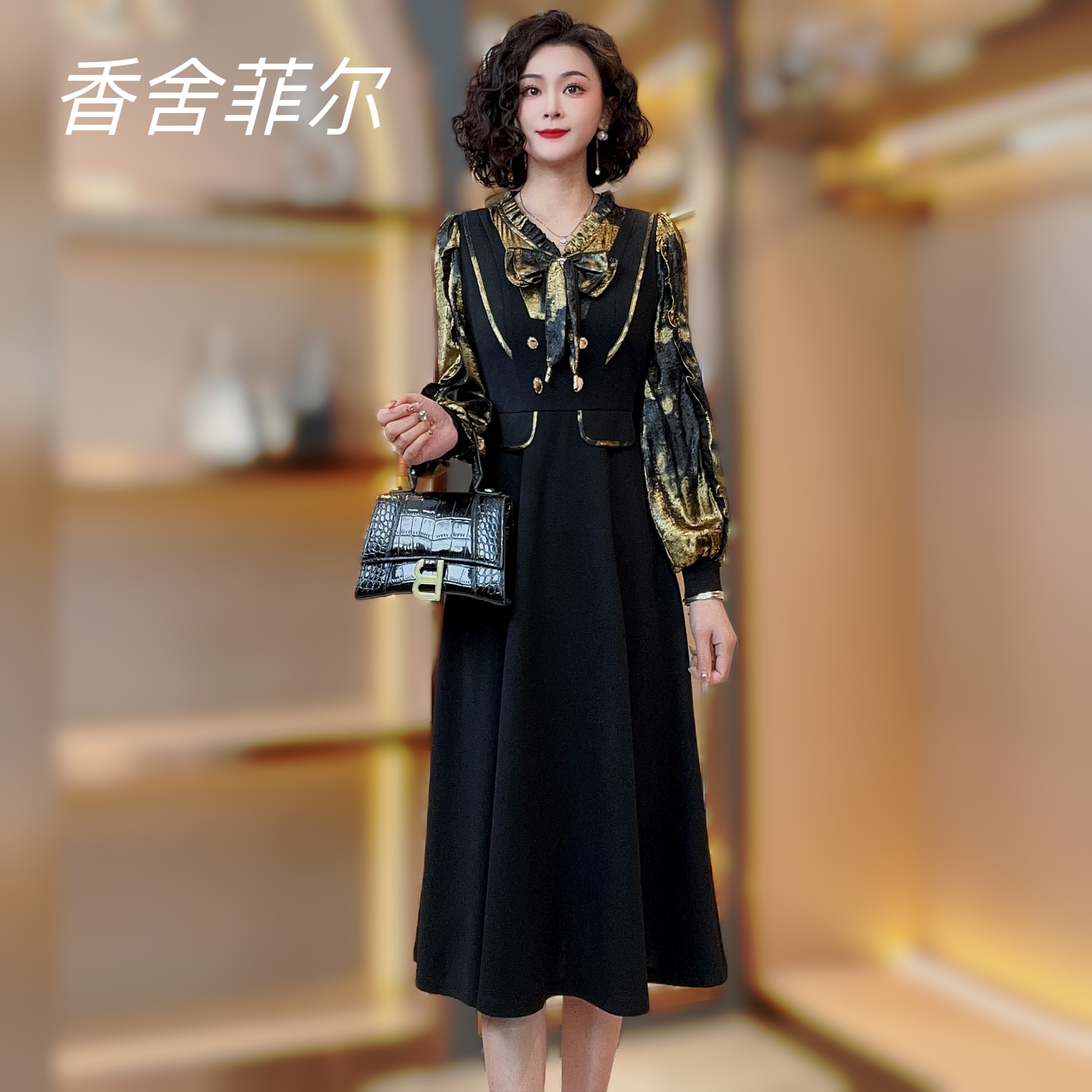 【82852】法式小香风设计高级感气质名媛拼接设计连衣裙女-82852