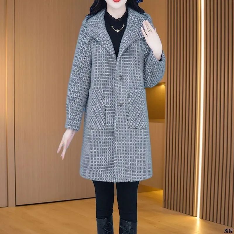 法式时尚潮流毛呢外套女秋冬新款年轻妈妈气质遮肉显瘦优雅风衣