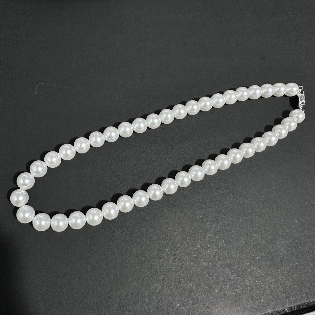 【顺丰包邮】高端极光澳白正圆深海海贝珠卡十妈妈链（配证书）V76