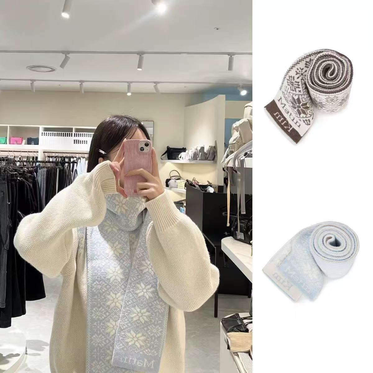 雪花加厚女极简风男女通用ins韩版保暖围巾