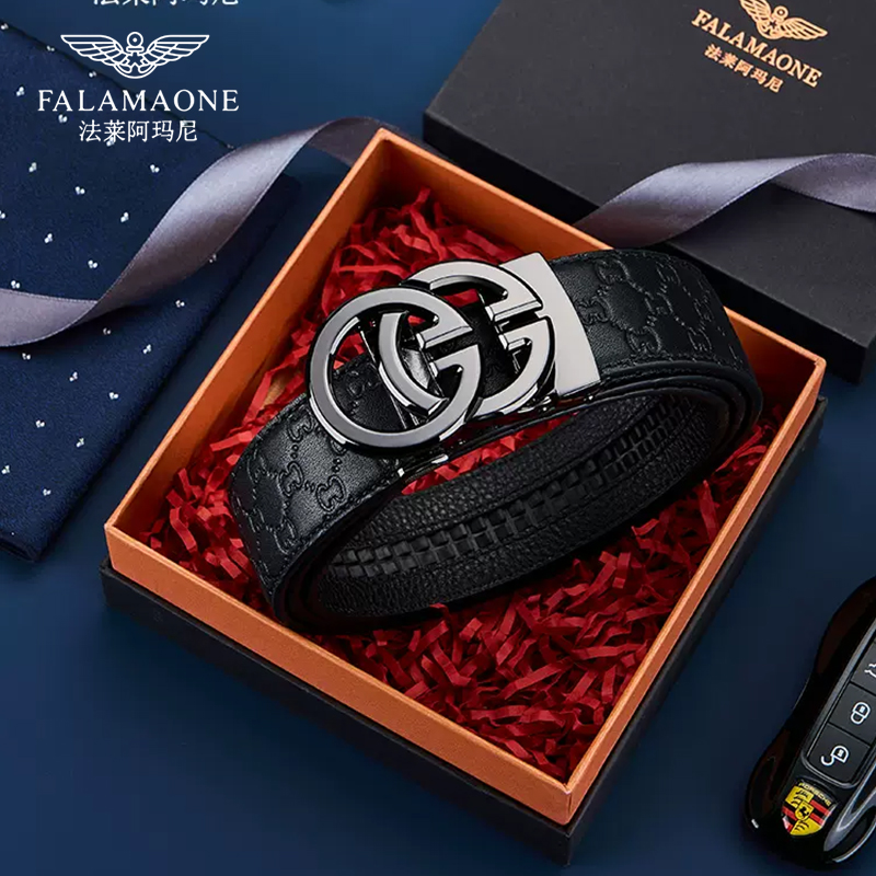 法莱阿玛尼皮带男款爆款2025新款高档时尚男士真皮自动扣款裤腰带