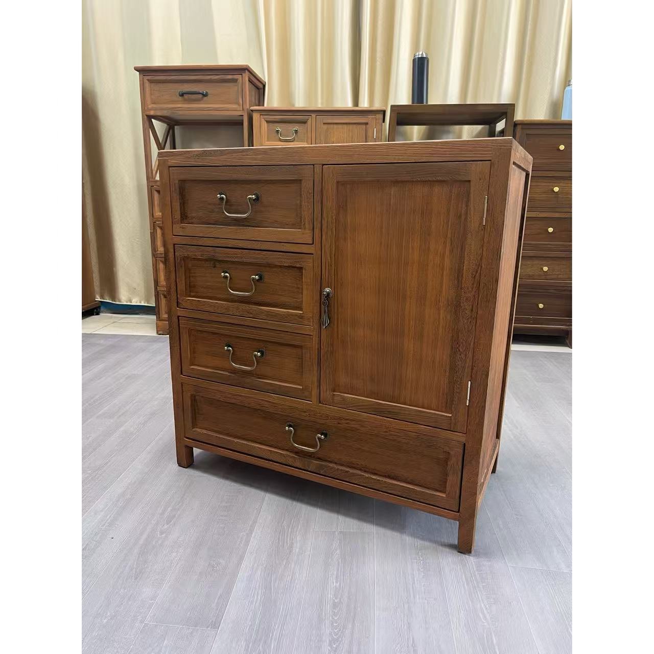 70*35*73cm实木四斗一门客厅收纳斗柜阳台储物柜