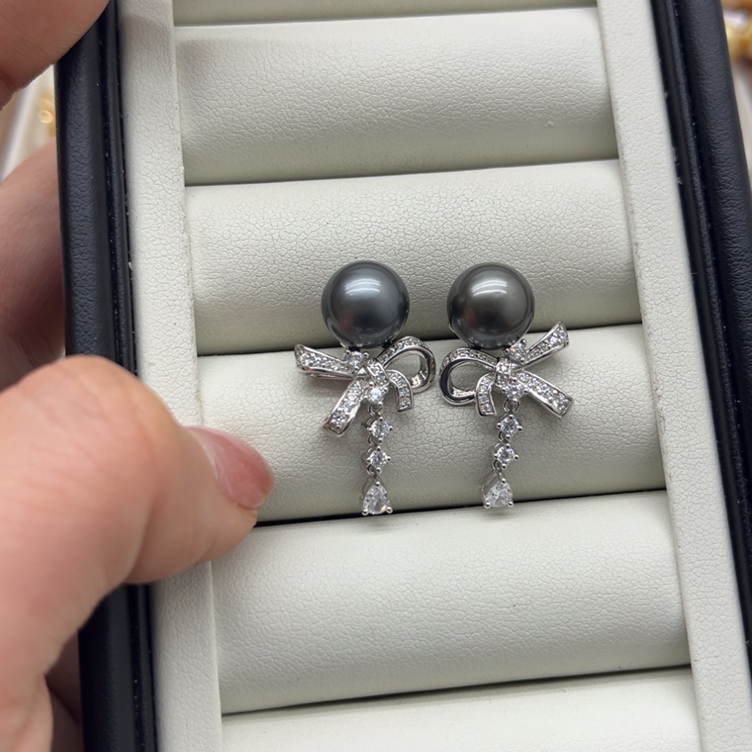 银S925镶嵌耳饰海水珍珠