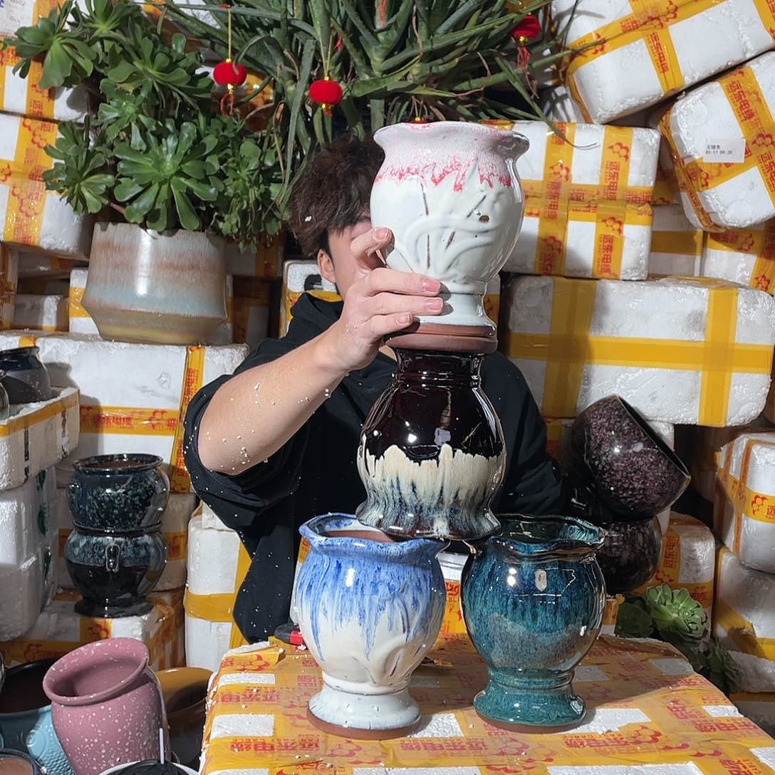 无铅玻璃宜兴紫砂花盆