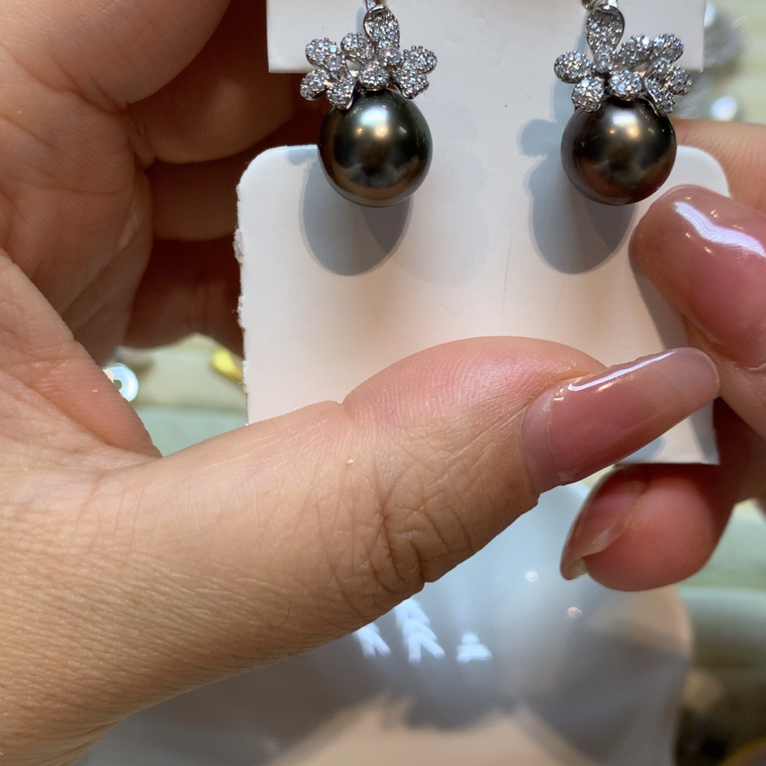 海水珍珠耳饰银S925镶嵌