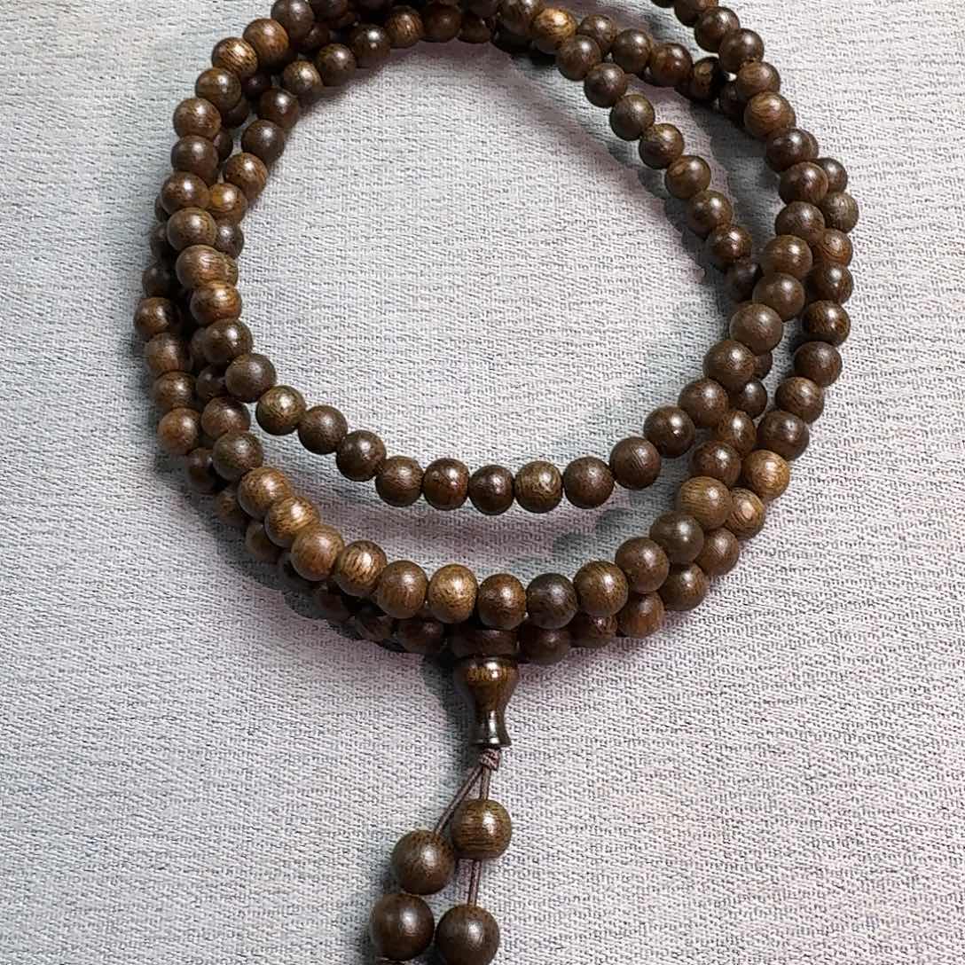 沉香香囊沉香白棋虎斑圆珠多圈卡05发一沉水级