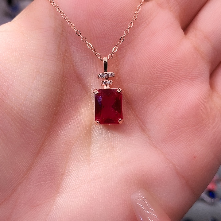 红宝石吊坠(赠链)银S925镶嵌