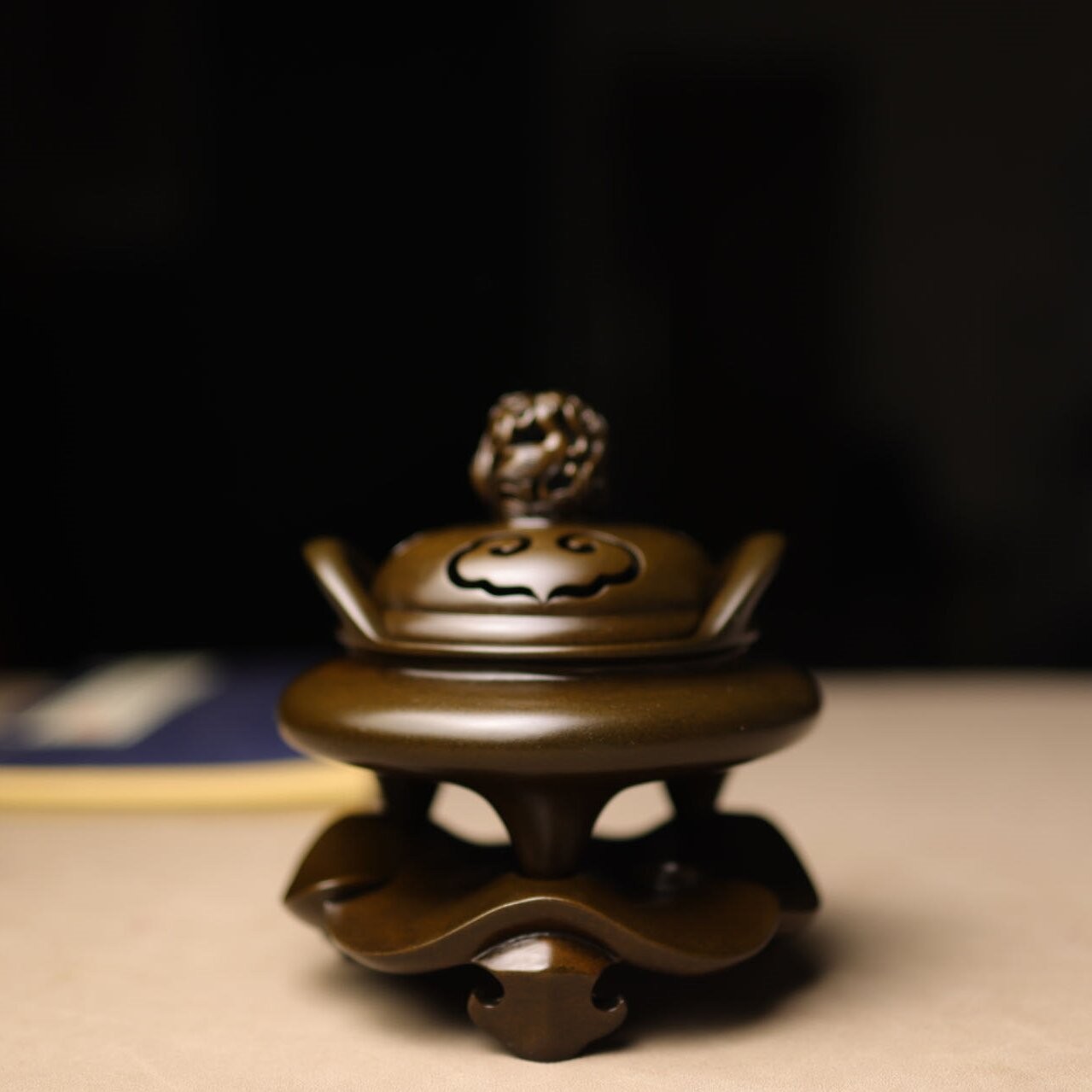 赵玉保手工铜炉 一鹭莲科桥耳熏炉