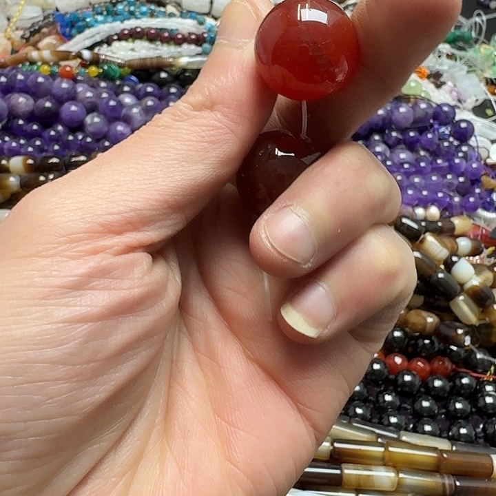 玛瑙/玉髓未镶嵌珠宝半成品2颗20mm红玛瑙