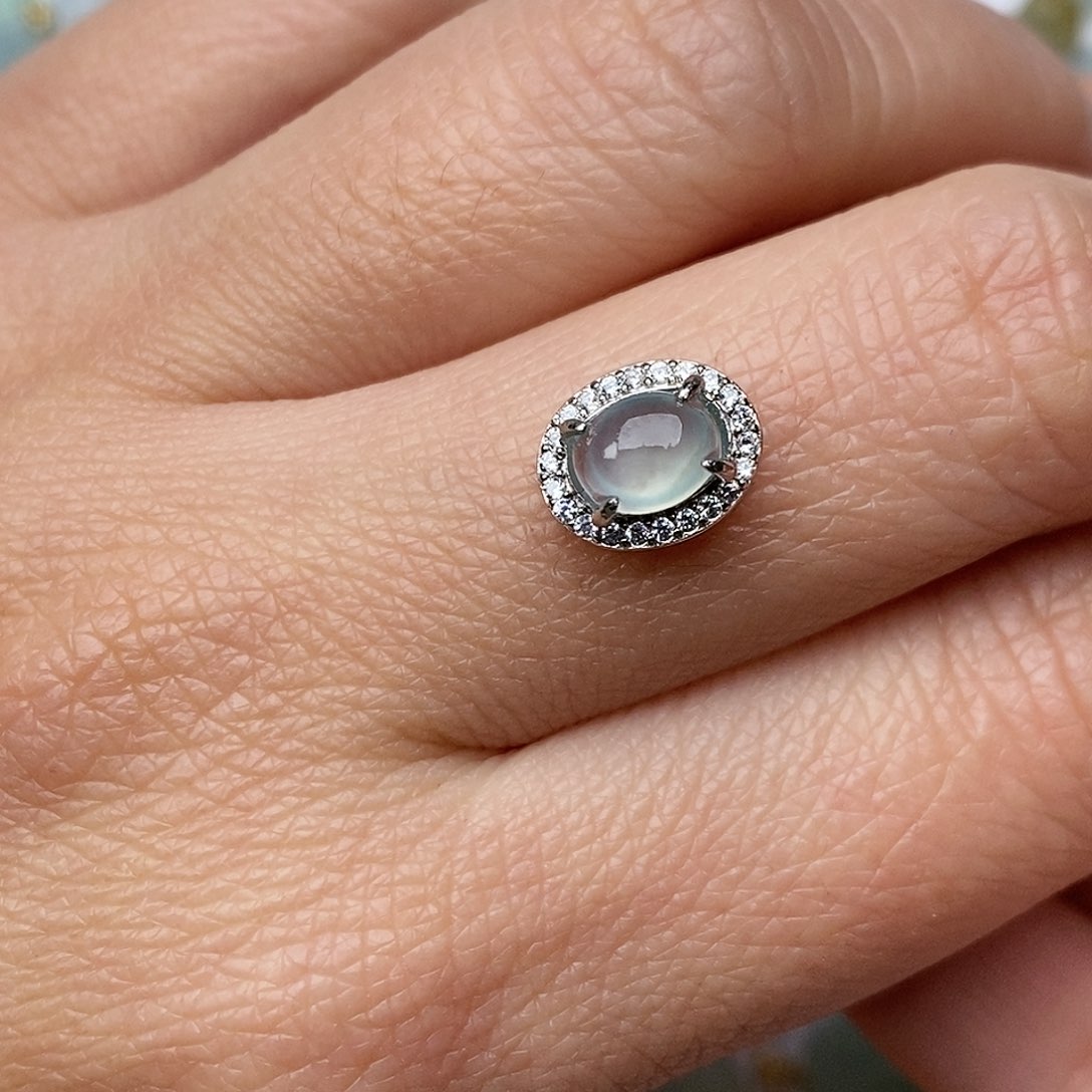 翡翠颈饰银S925镶嵌蛋面