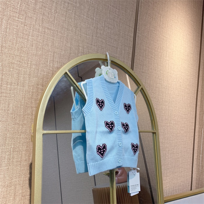 AB215   宝宝蓝色拼接针织马甲