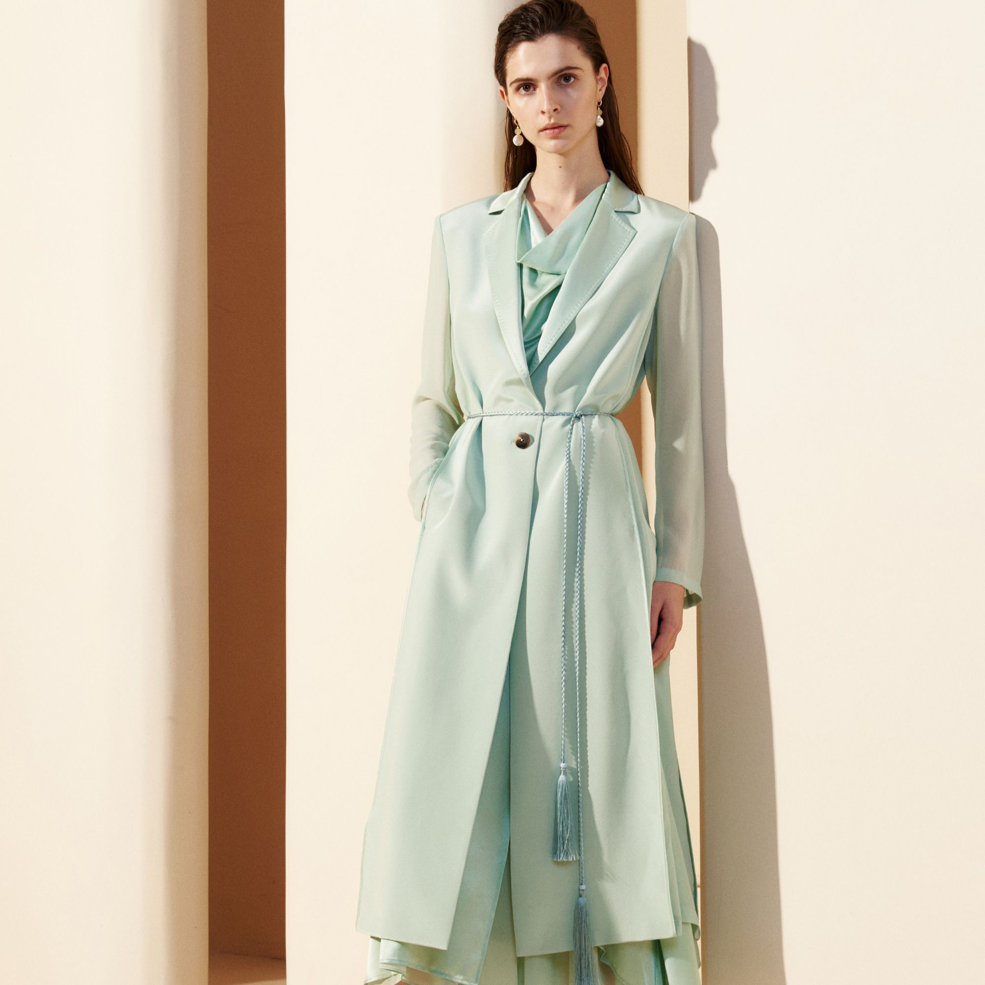 Pesaro气质修身优雅休闲时尚新春季款设计师通勤连衣裙4109-9A03