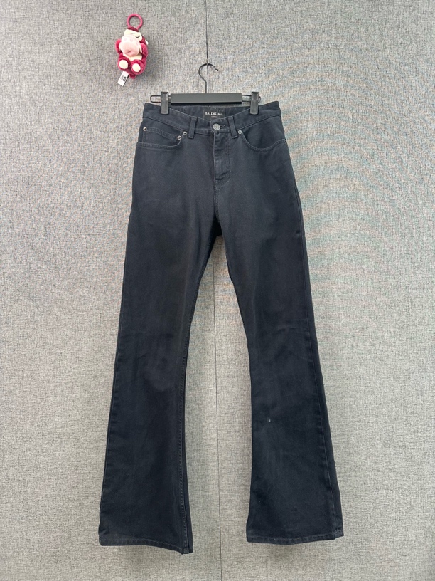 95新 Balenciaga/巴黎世家 s码/微喇黑色牛仔裤/r269 