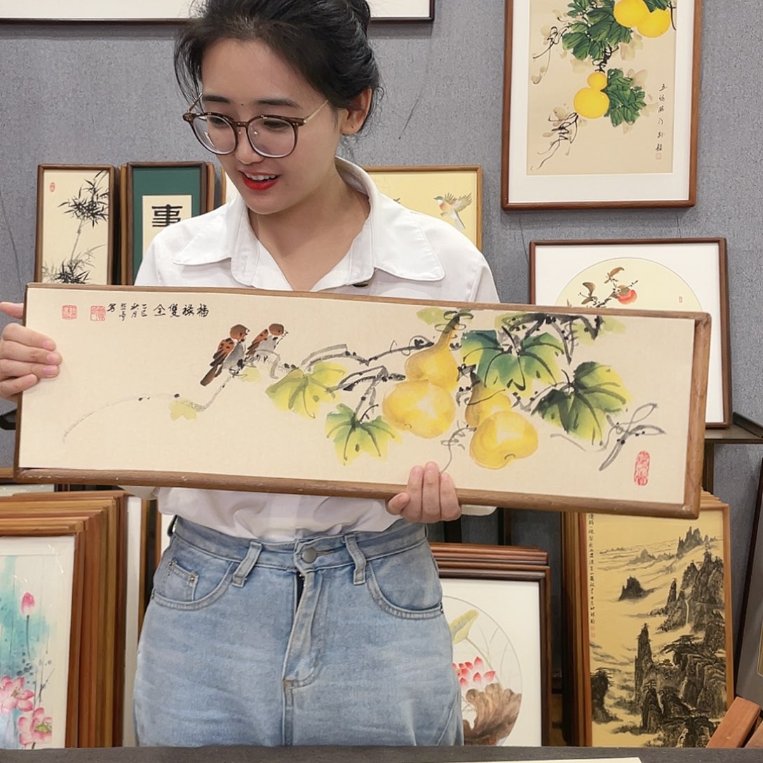 书法手绘带框尺寸:20*70