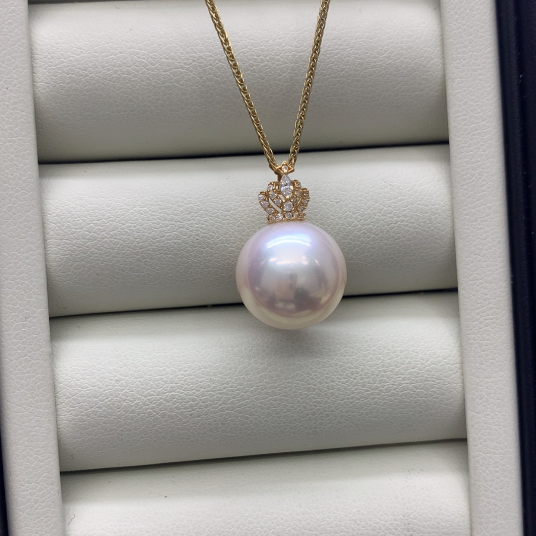 18K金镶嵌淡水珍珠吊坠(不含链)