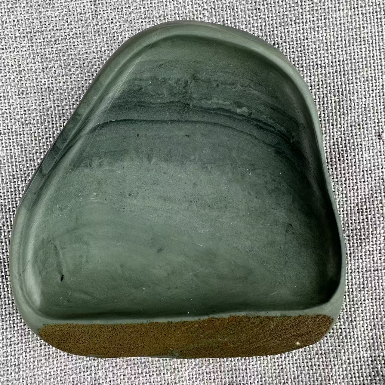 喇嘛崖老坑深坑层鸭头绿洮水流珠淌池砚 尺寸11.2/10.5/+2.4