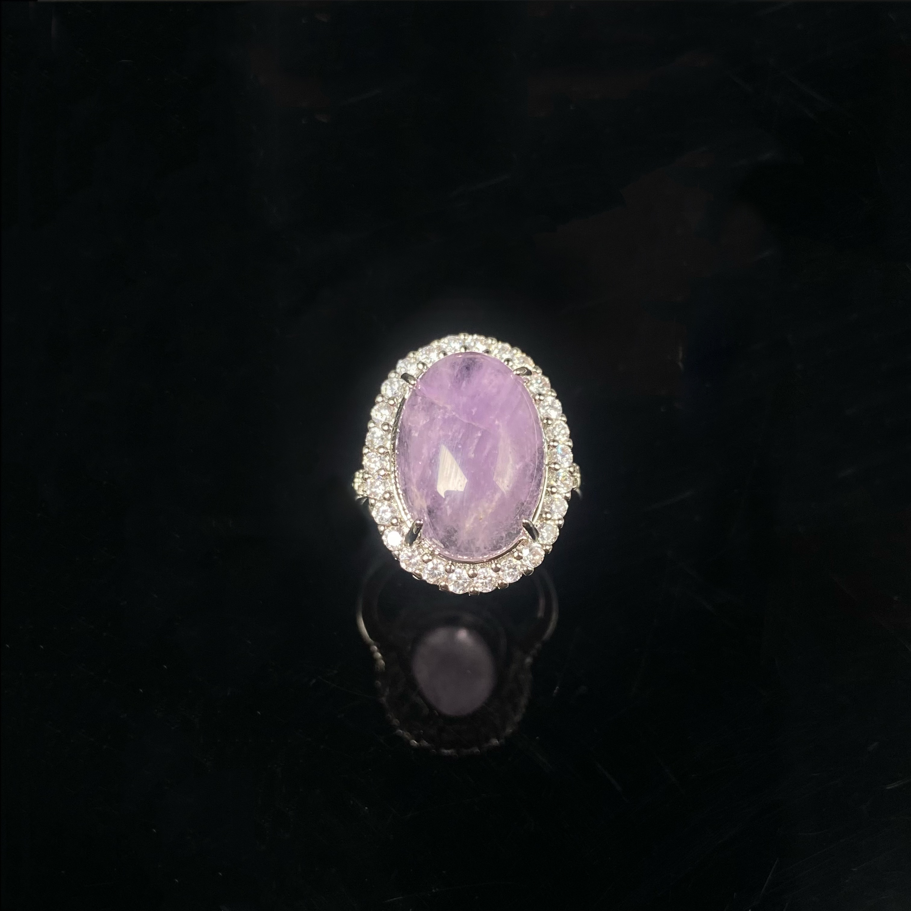 天然水晶 紫水晶蛋面戒指/多样性发一件