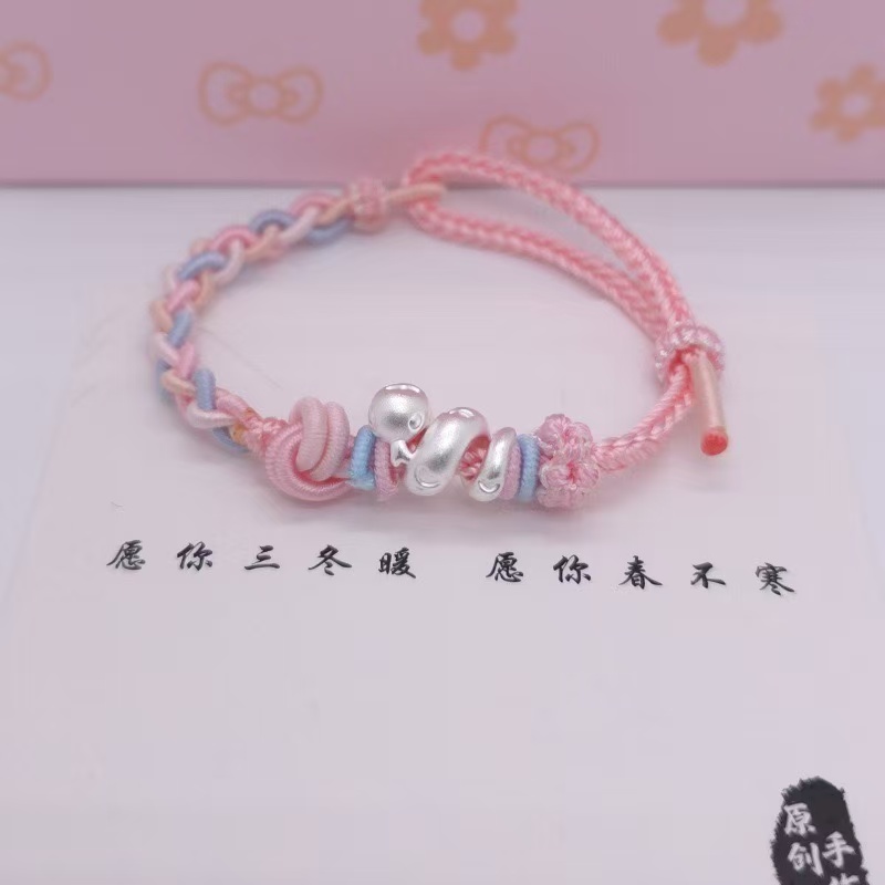 足银手链 足银999卷卷蛇手绳可爱百搭本命年蛇手绳节日礼物送家人