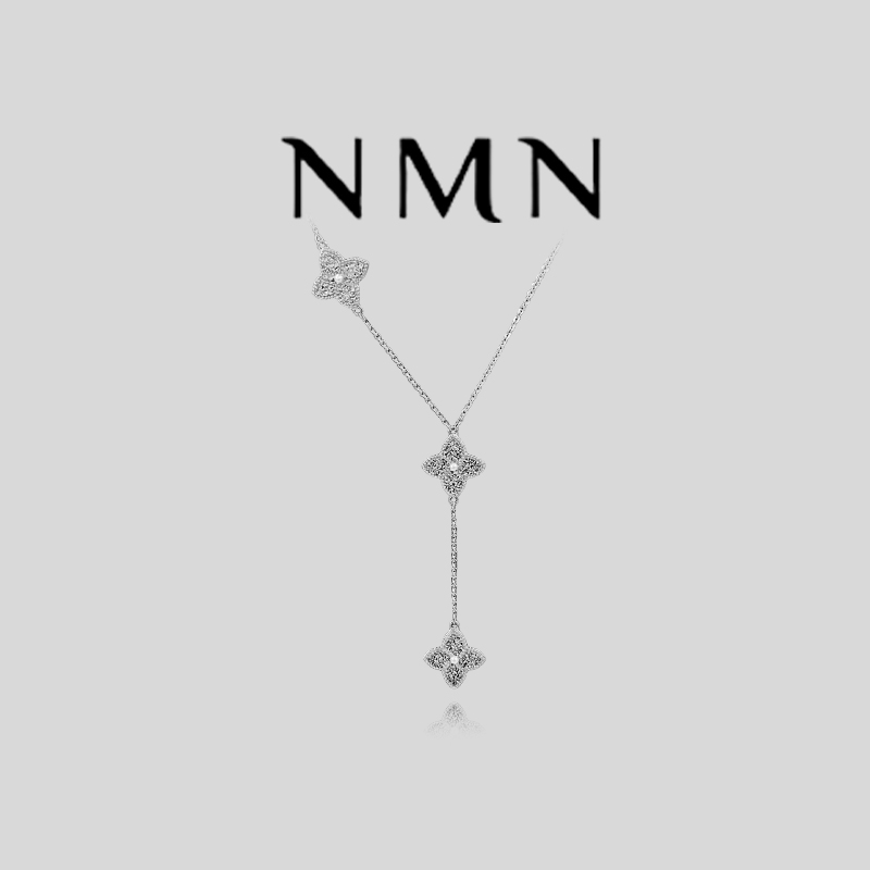 合金项链 【NMN高定】鎏金四叶链 气质轻奢镶嵌小钻坠链项链时尚