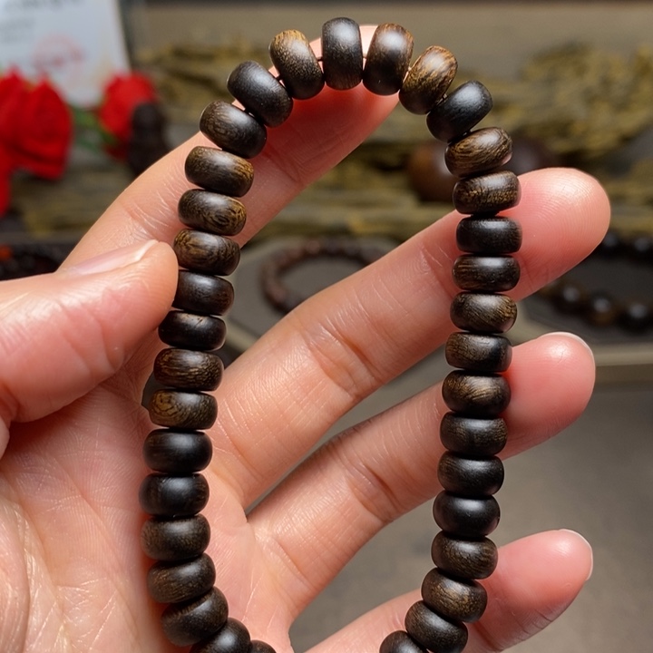 手串沉香越南富森红土瘤疤算盘珠0.8