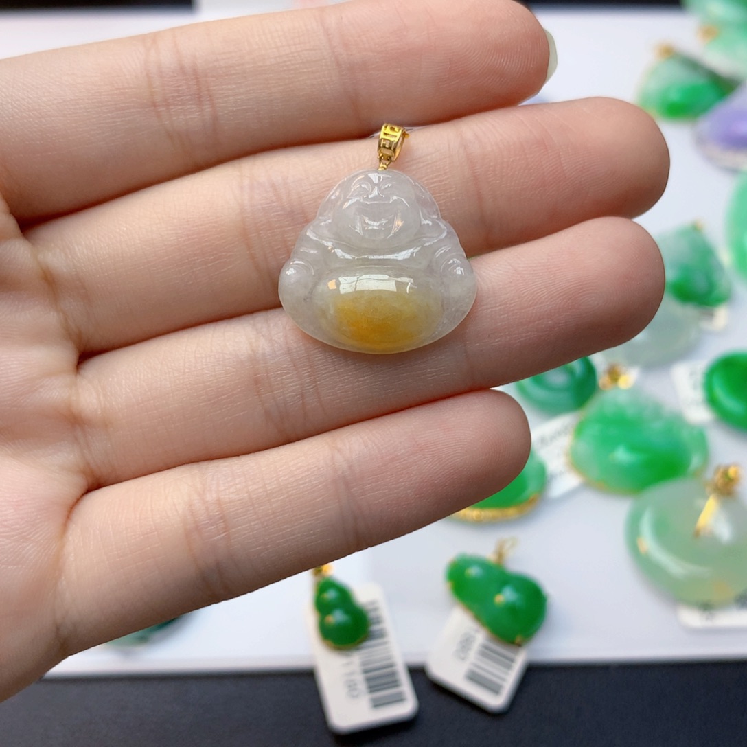 颈饰18K金镶嵌翡翠翡翠