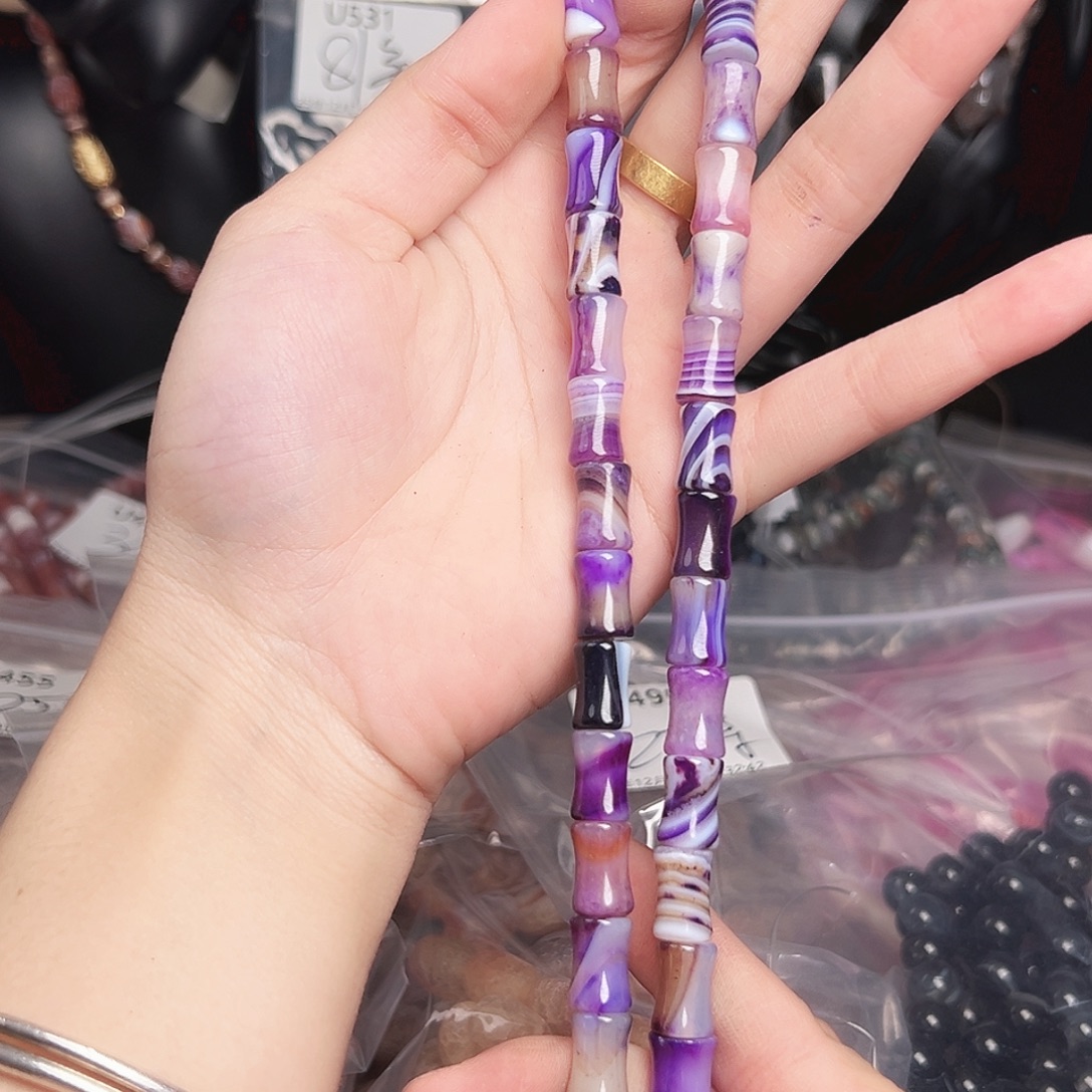 玛瑙/玉髓合金珠宝半成品u532 8m 梦幻竹节一条