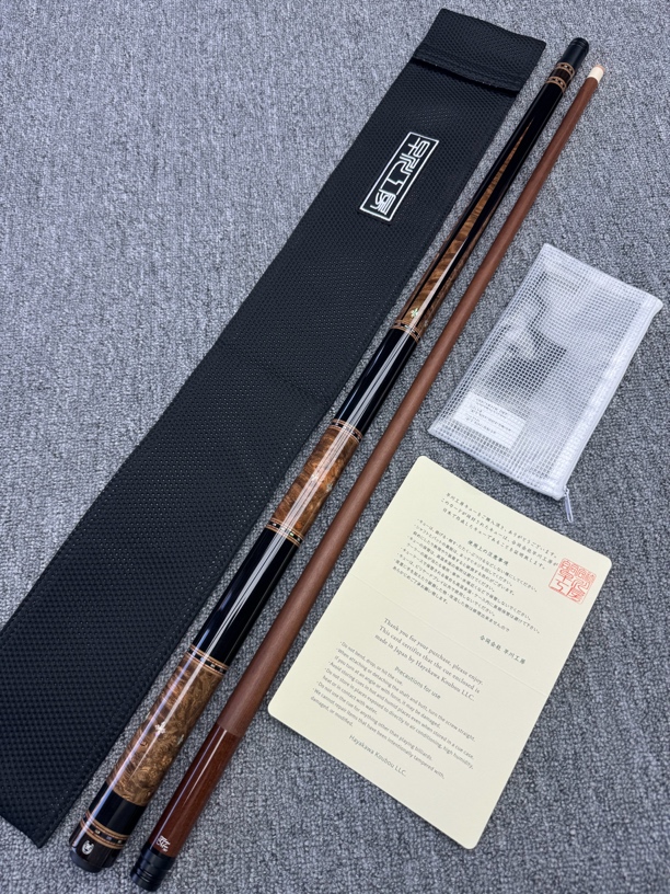 早川工坊台球杆 原配深度碳化木前节全新