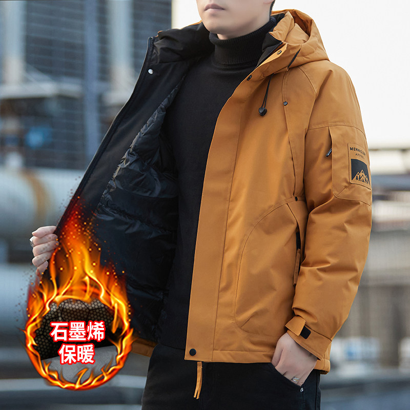 2025秋冬季加厚加绒连帽男士工装棉服保暖加厚外套夹克6987棉衣